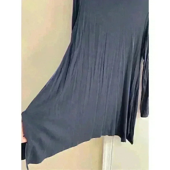 Soft surroundings - Navy Cowl Mock Neck Shark Bite Hem Shirt Dress/Tunic, Medium - Picture 2 of 4